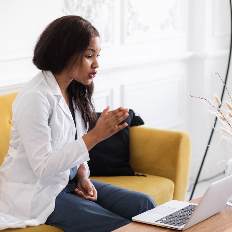 young man doing online relationship coaching